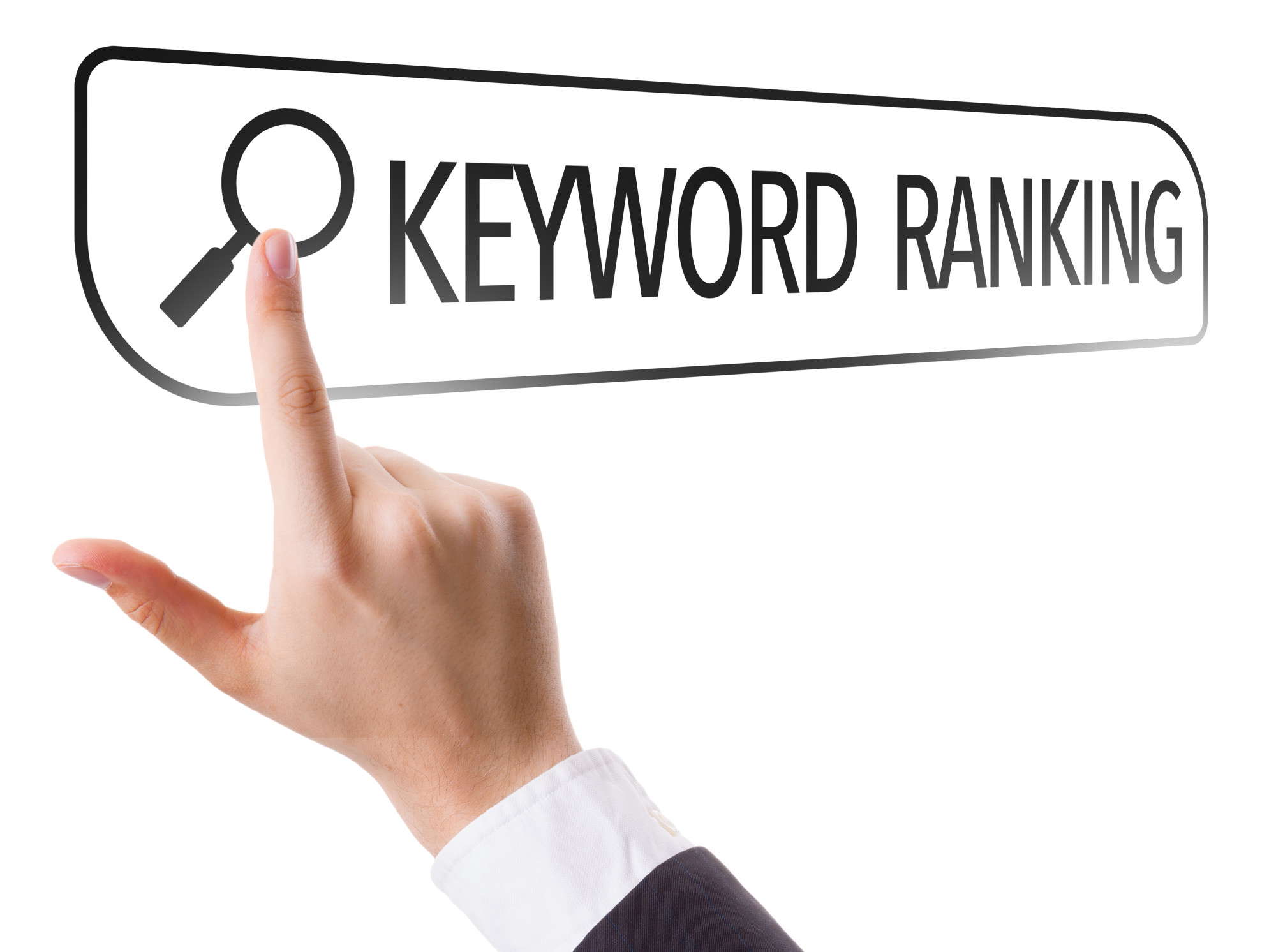 Keyword Ranking written in search bar on virtual screen